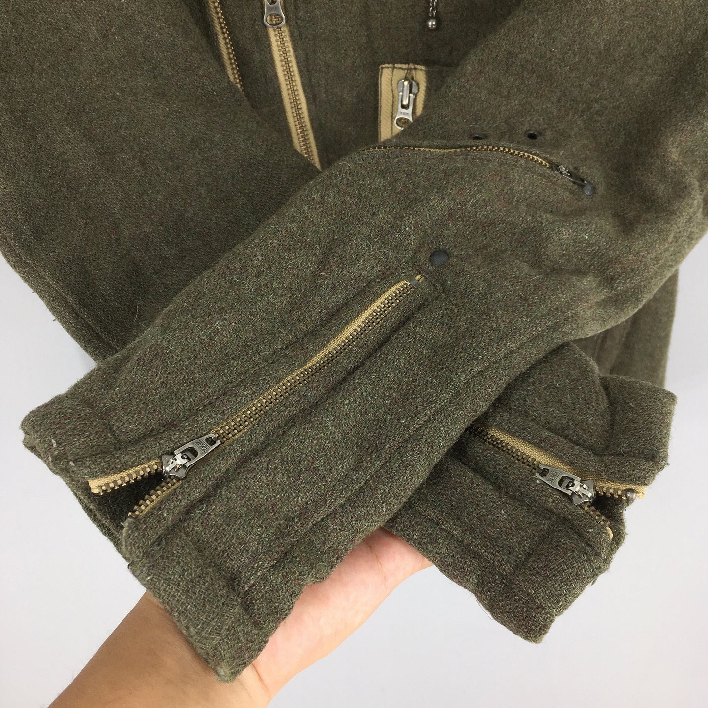 Avirex Ltd Double Collar Olive Green Wool Jacket Medium