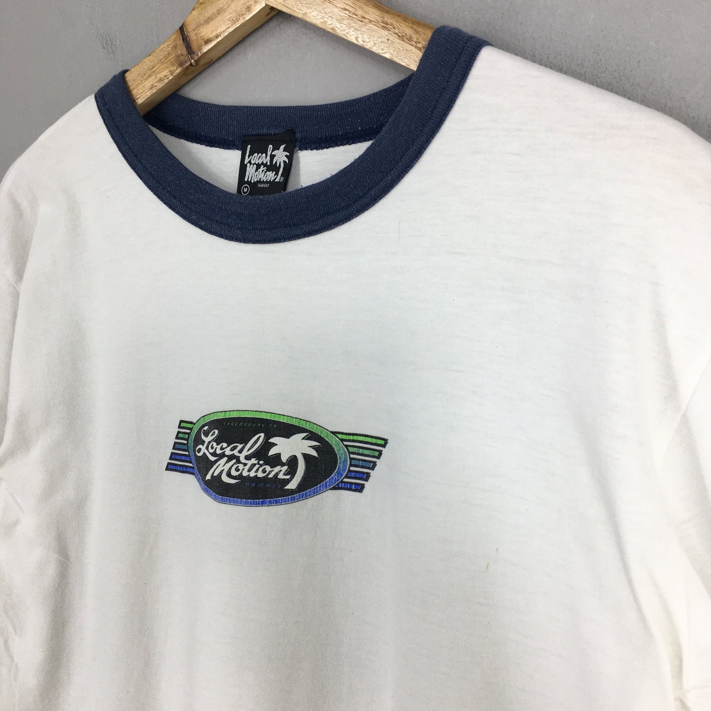 Local Motion Hawaii Surf White Ringer T shirt Medium