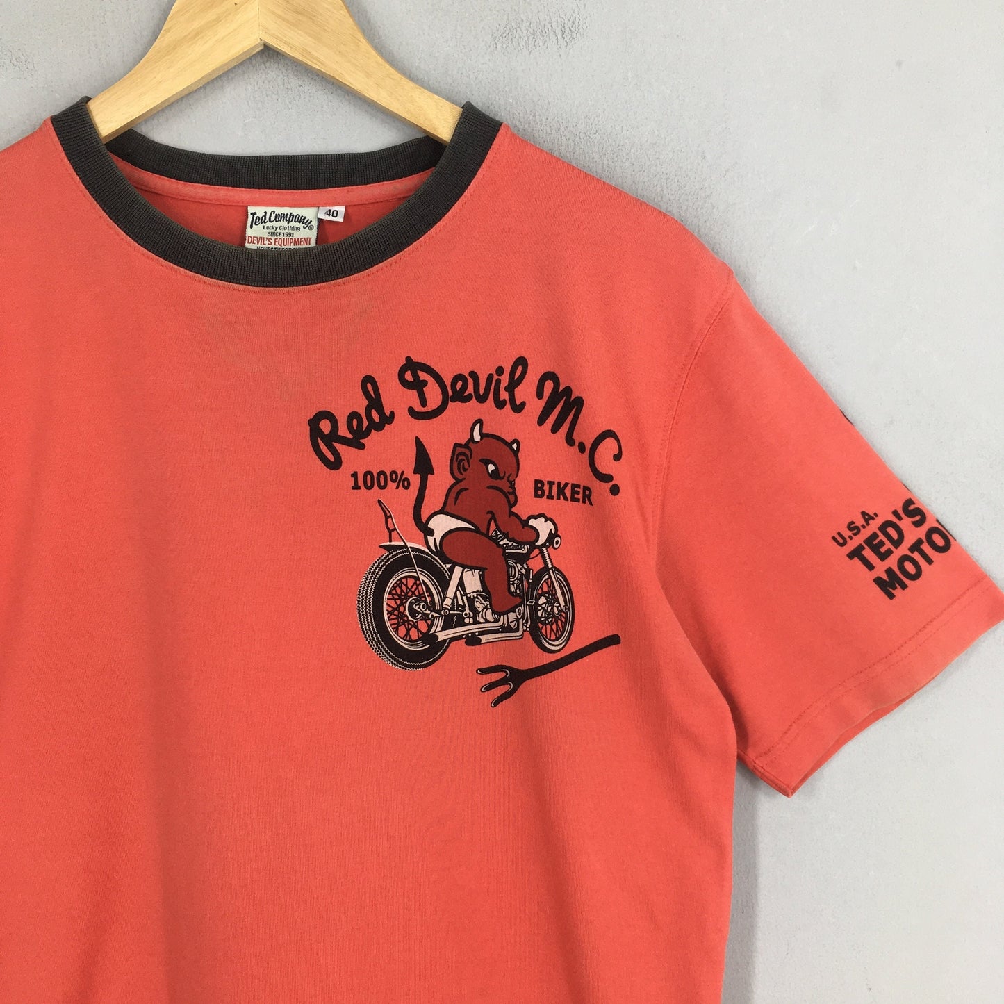 Ted Company T shirt Small Tedman's Angry Teddy Red Devil M.C. Bikers