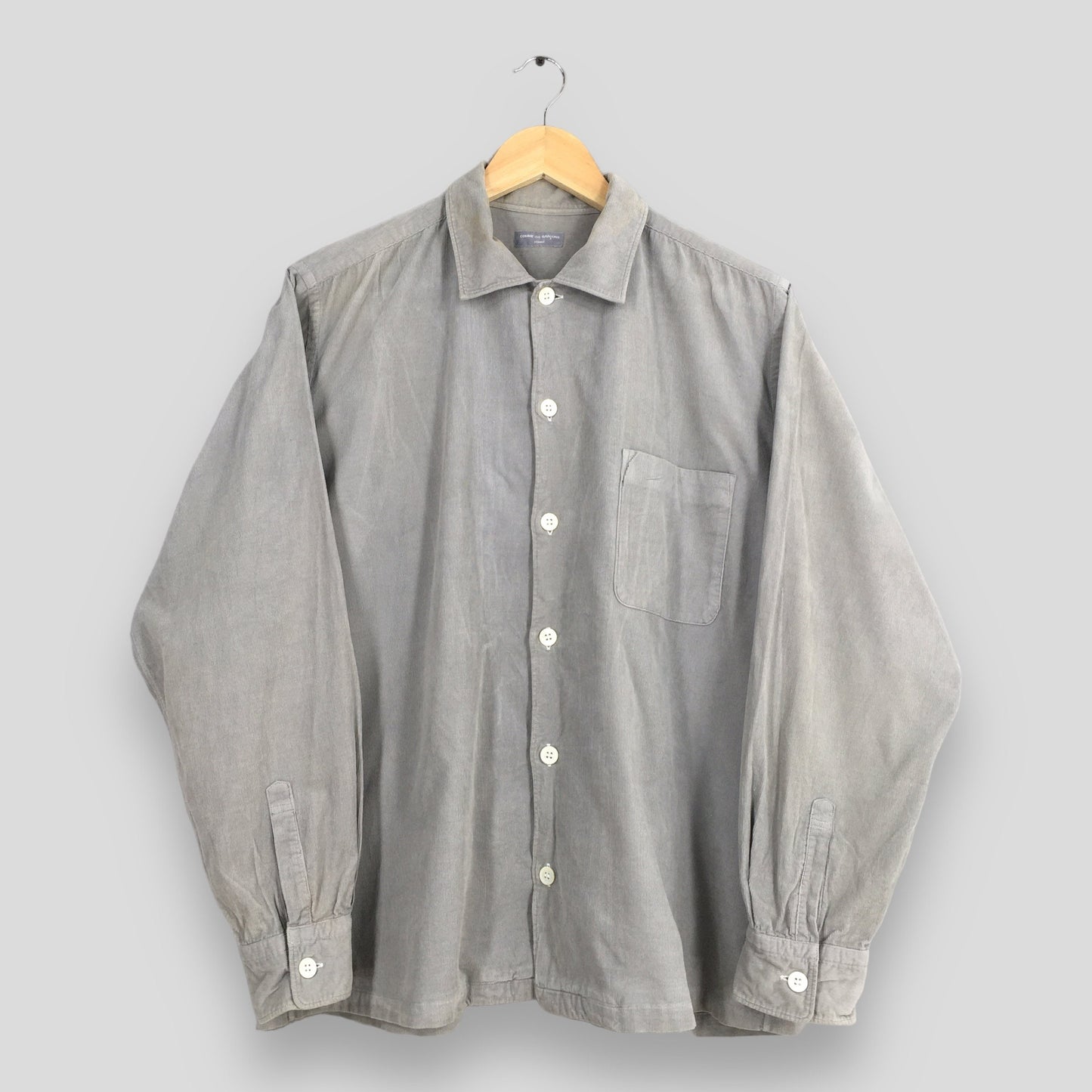 Comme Des Garcons Homme Buttondown Gray Corduroy Shirt Large