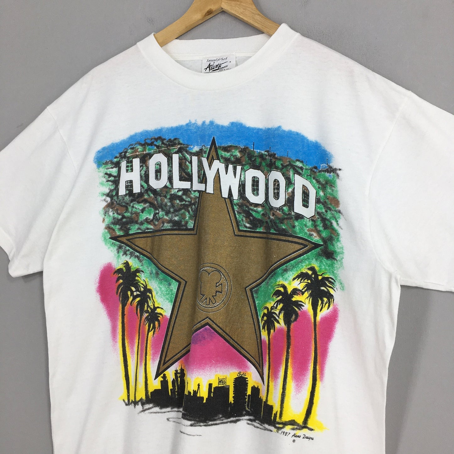 Hollywood Hall Of Fame White T shirt XLarge