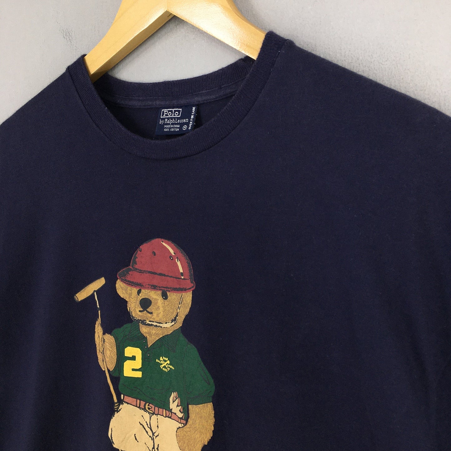 Polo Bear Playing Golf Ralph Lauren Blue Shirt Medium