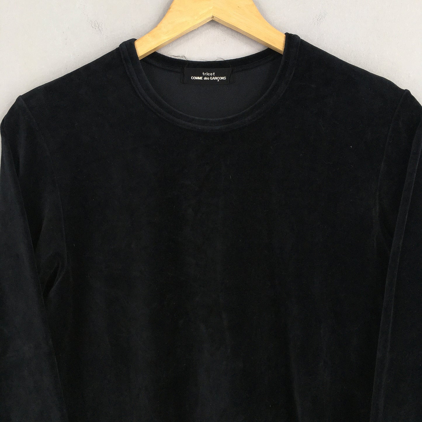 Tricot Comme Des Garcons Plain Velvet Black T shirt Small