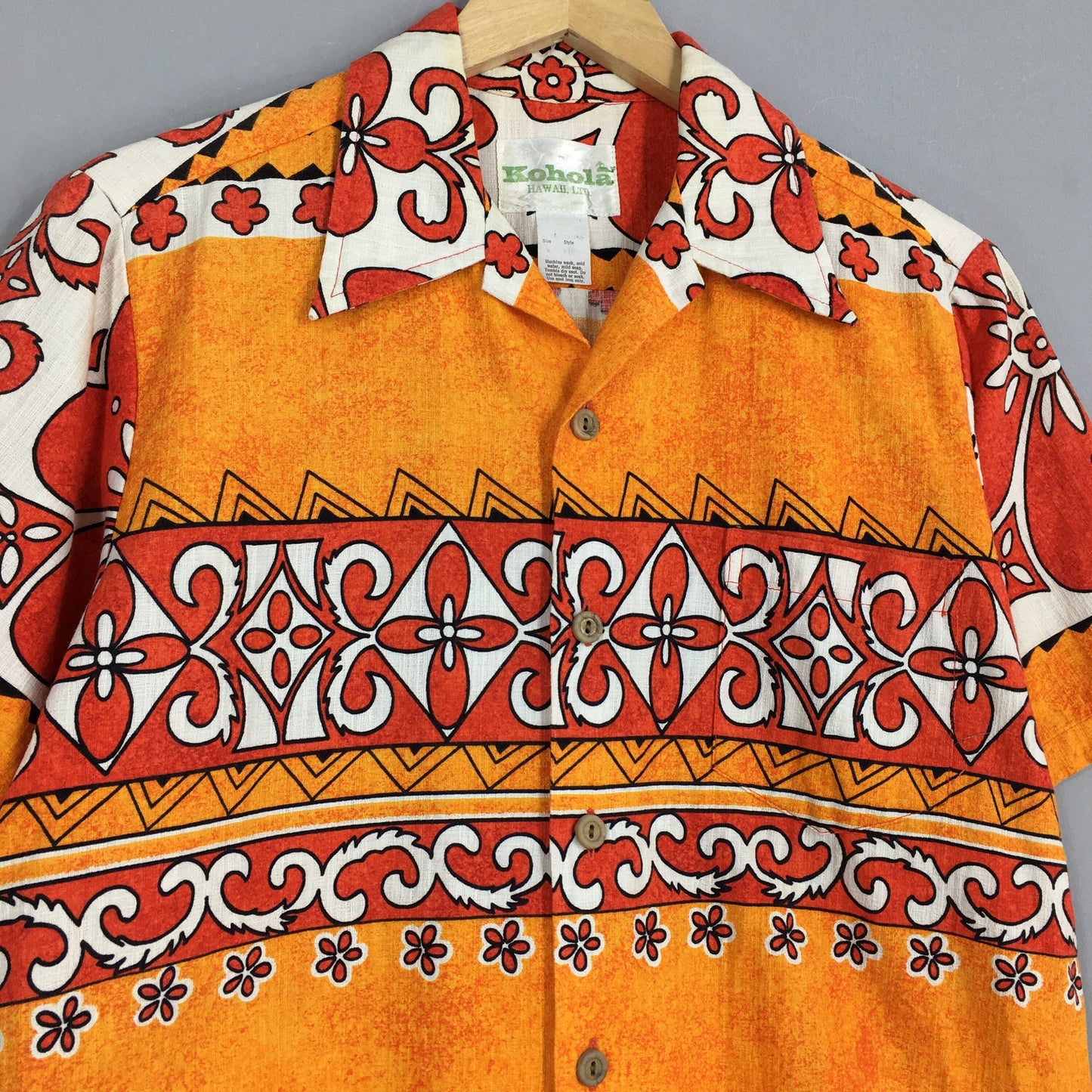 Vintage Kohola Hawaii Aloha Orange Shirts Medium