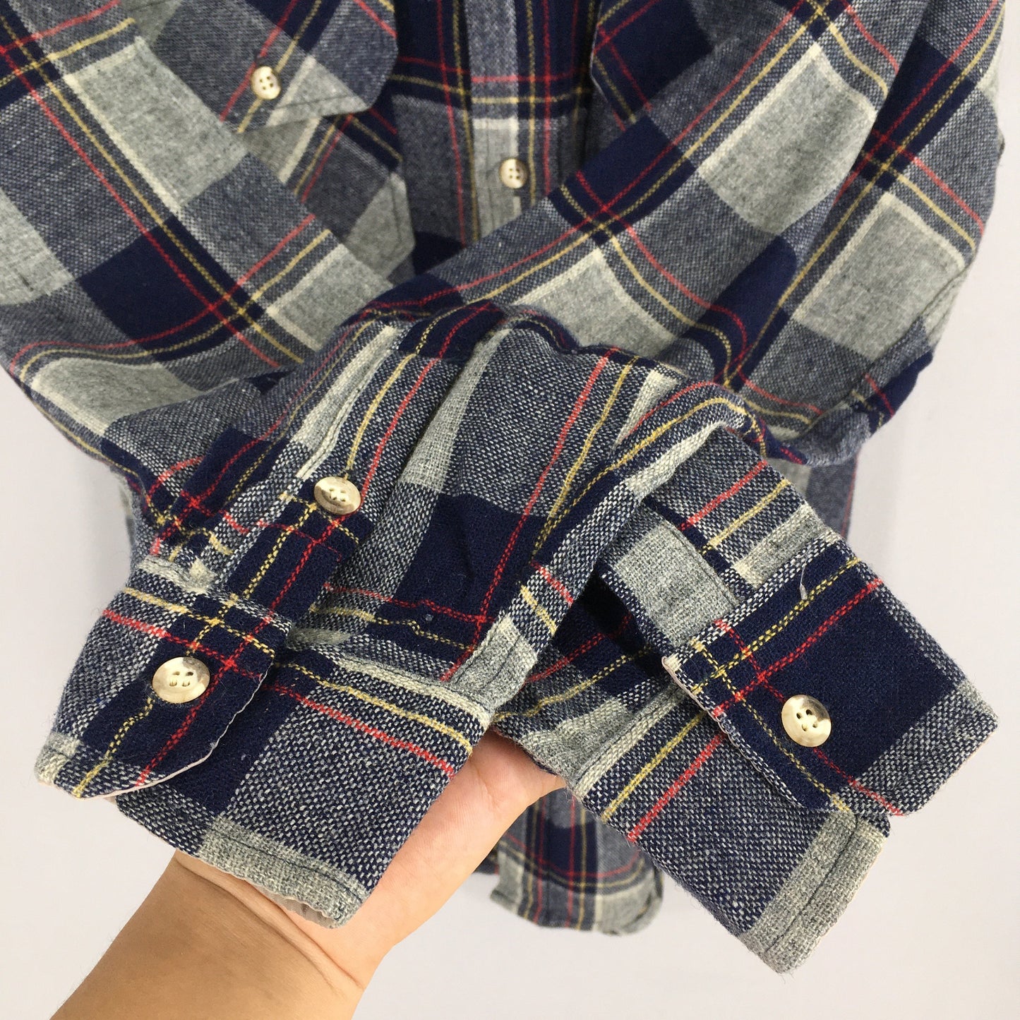 Outdoor Exchange Plaid Shadow Multicolor Wool Flannel Shirt Small