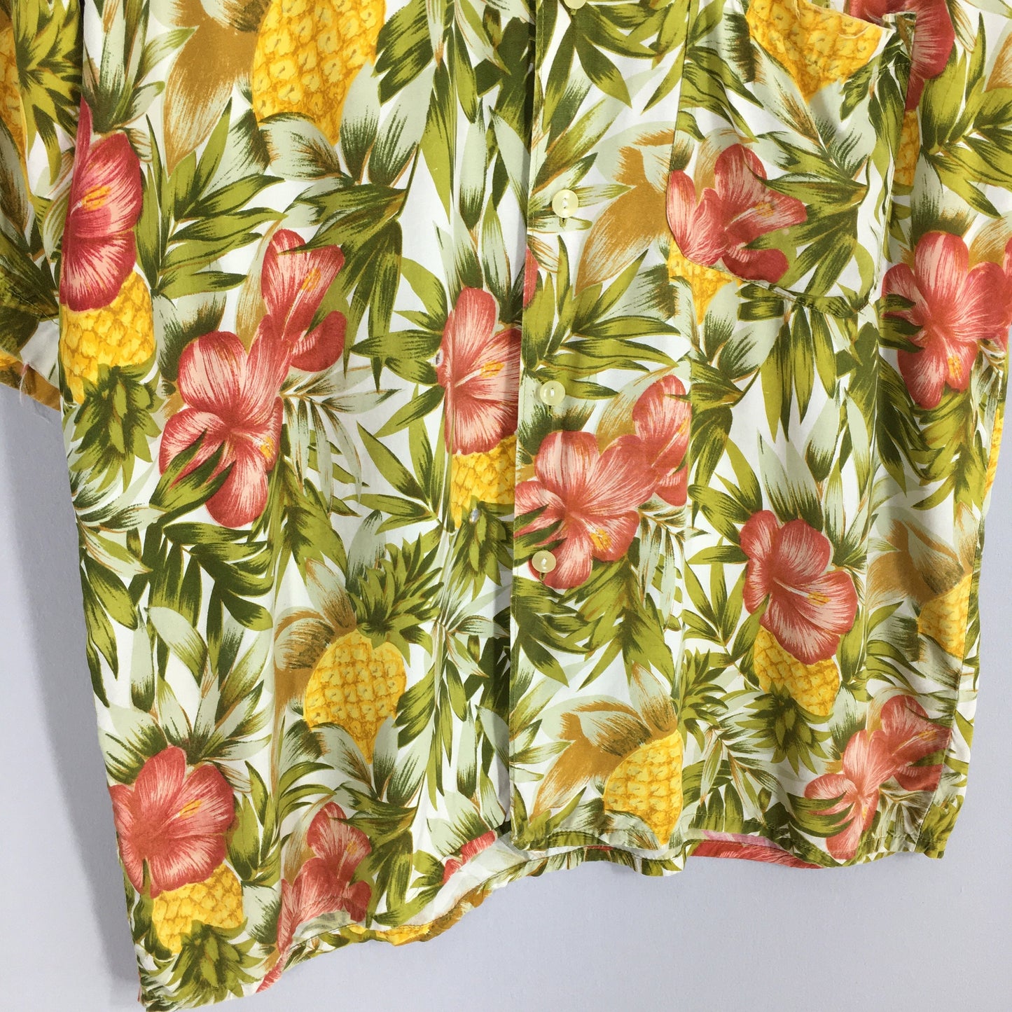 Floral Pineapple Hawaiian Aloha Shirt Medium