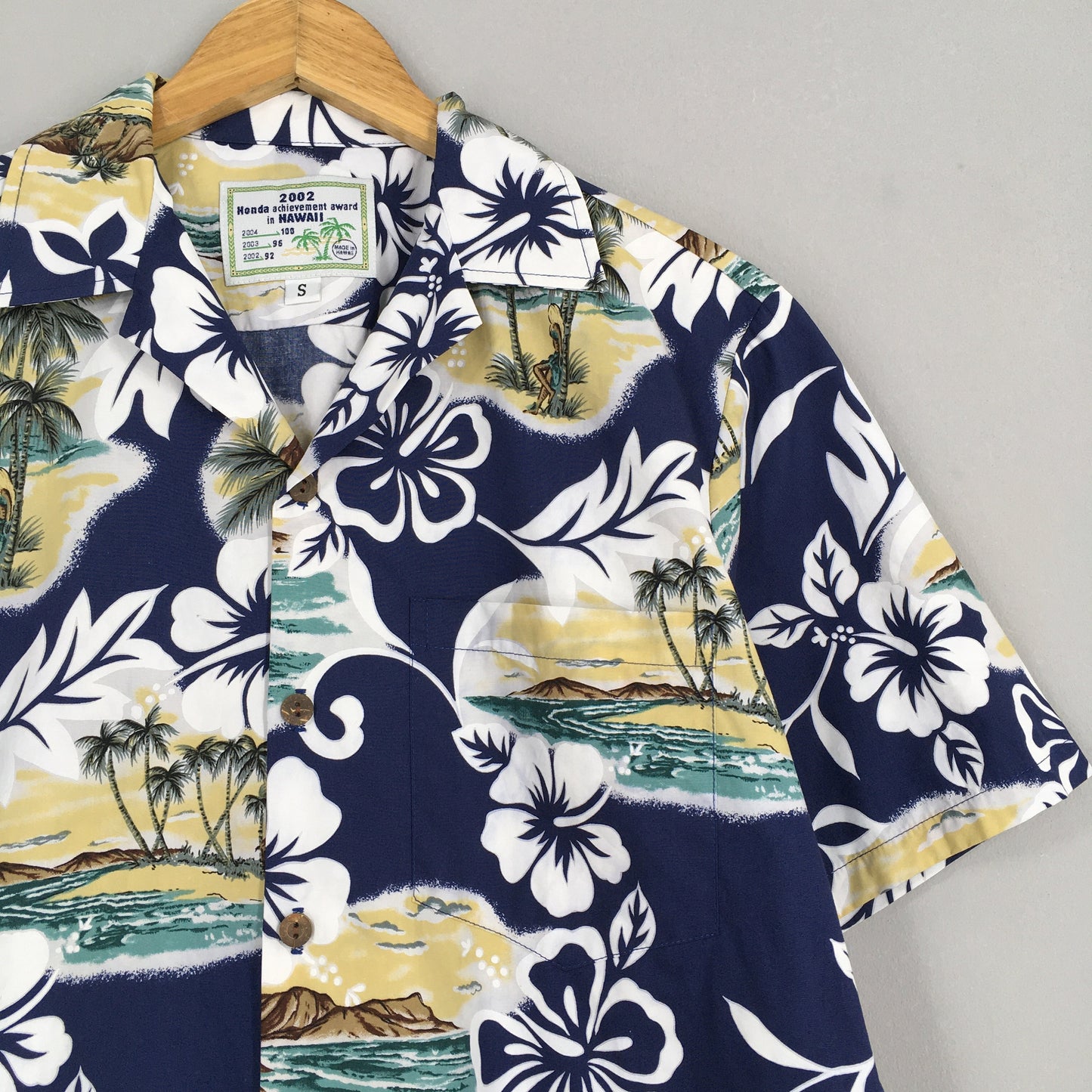 Vintage Floral Hawaiian Palm Beach Shirt Small