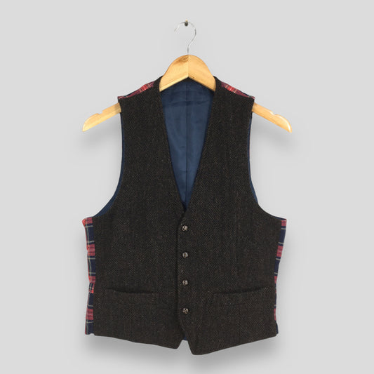 Harris Tweed Plaid Wool Vest Jacket Small