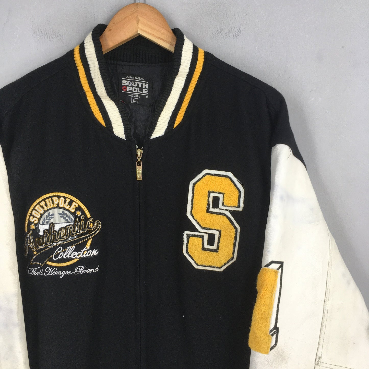 South Pole Varsity Leather Jacket Large