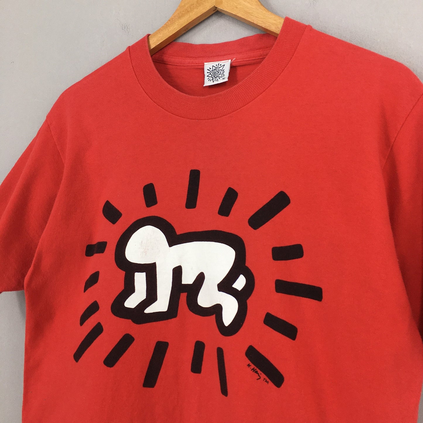 Keith Haring Radiant Baby Pop Art Red T shirt Medium