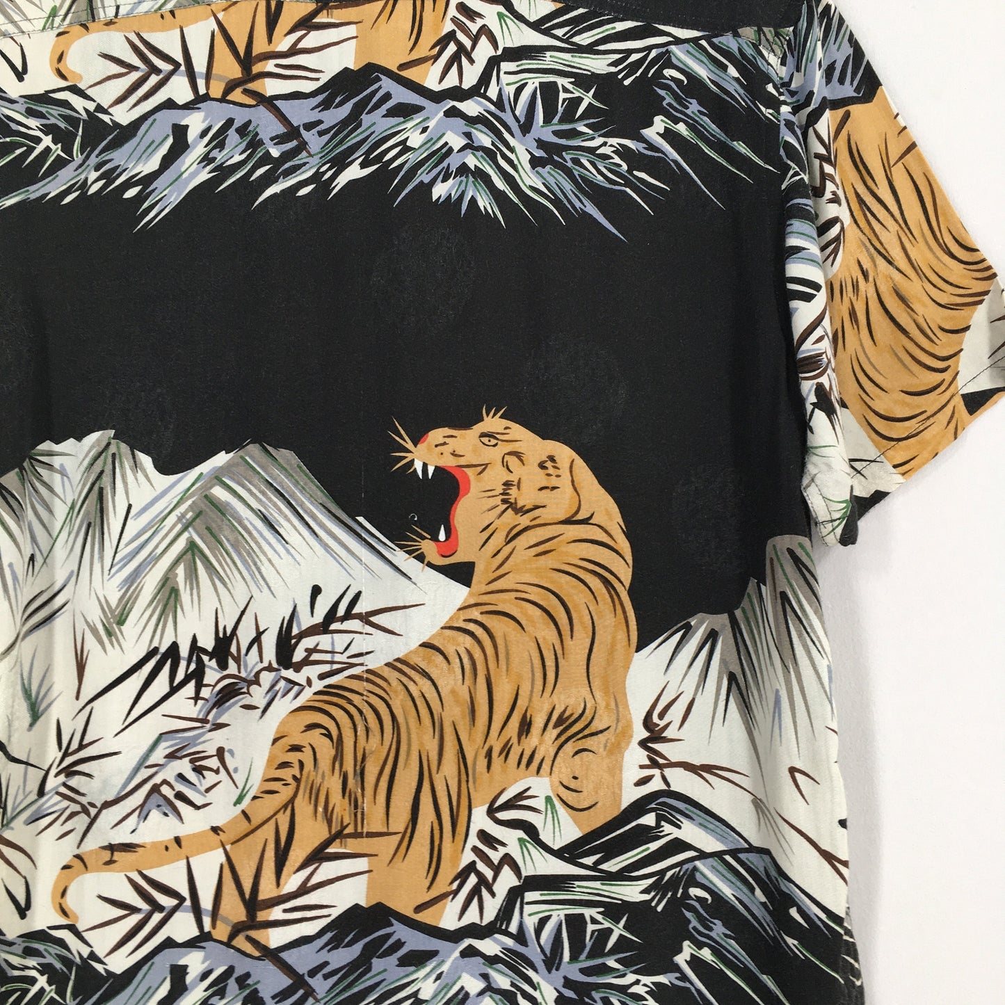 Houston Jungle Tiger Roar Aloha Hawaii Rayon Shirt Large