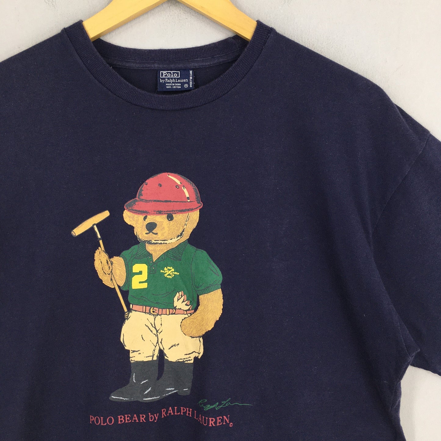 Polo Bear Playing Golf Ralph Lauren Blue Shirt Medium