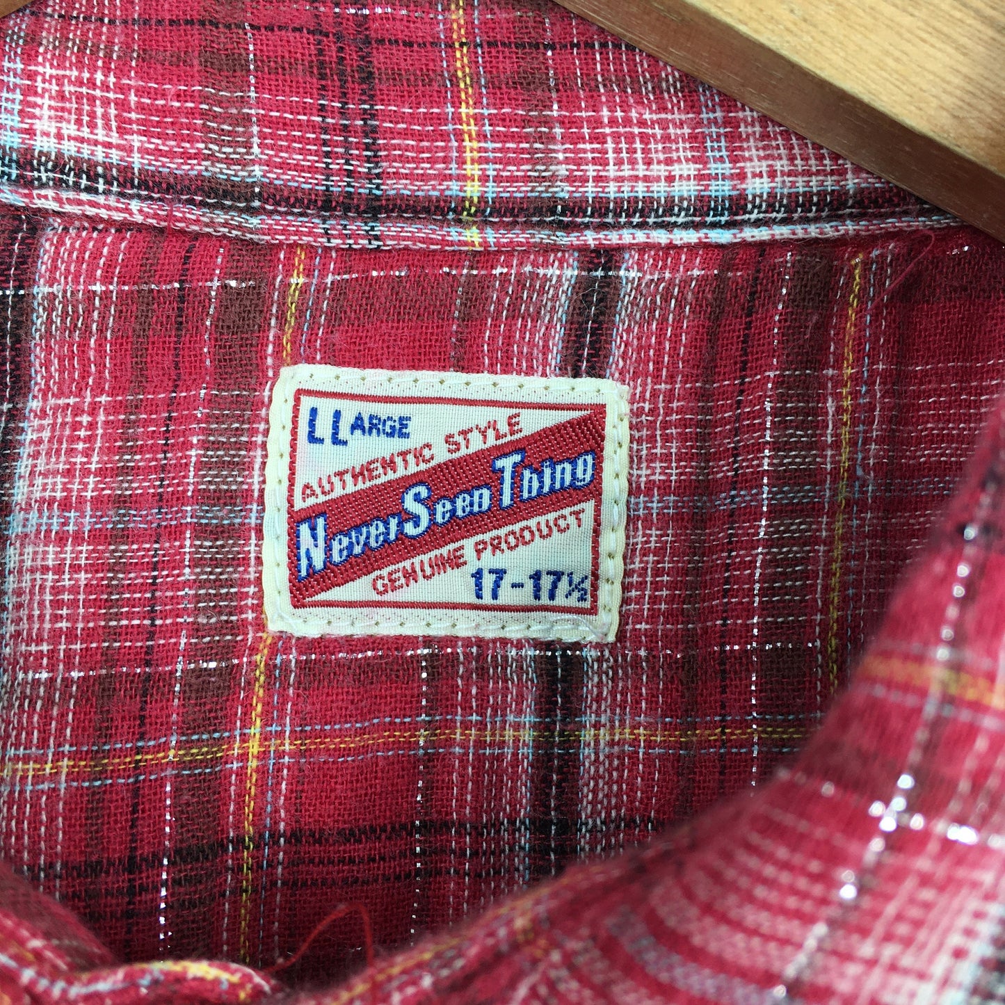 Tartan Checkered Red Western Shirt Large