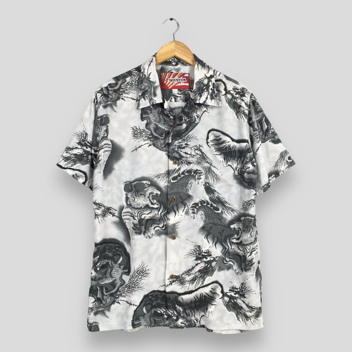 Houston Japan Hawaiian Dragon Shirt Medium