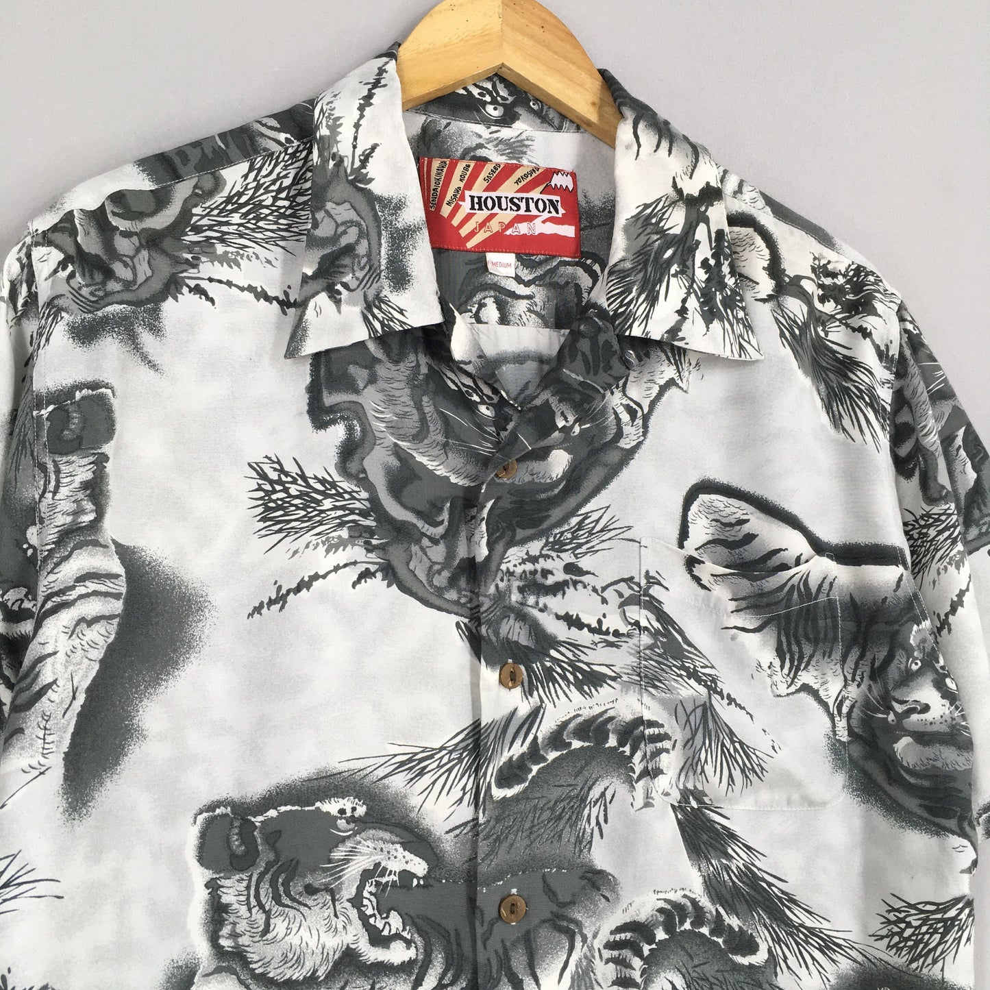 Houston Japan Hawaiian Dragon Shirt Medium