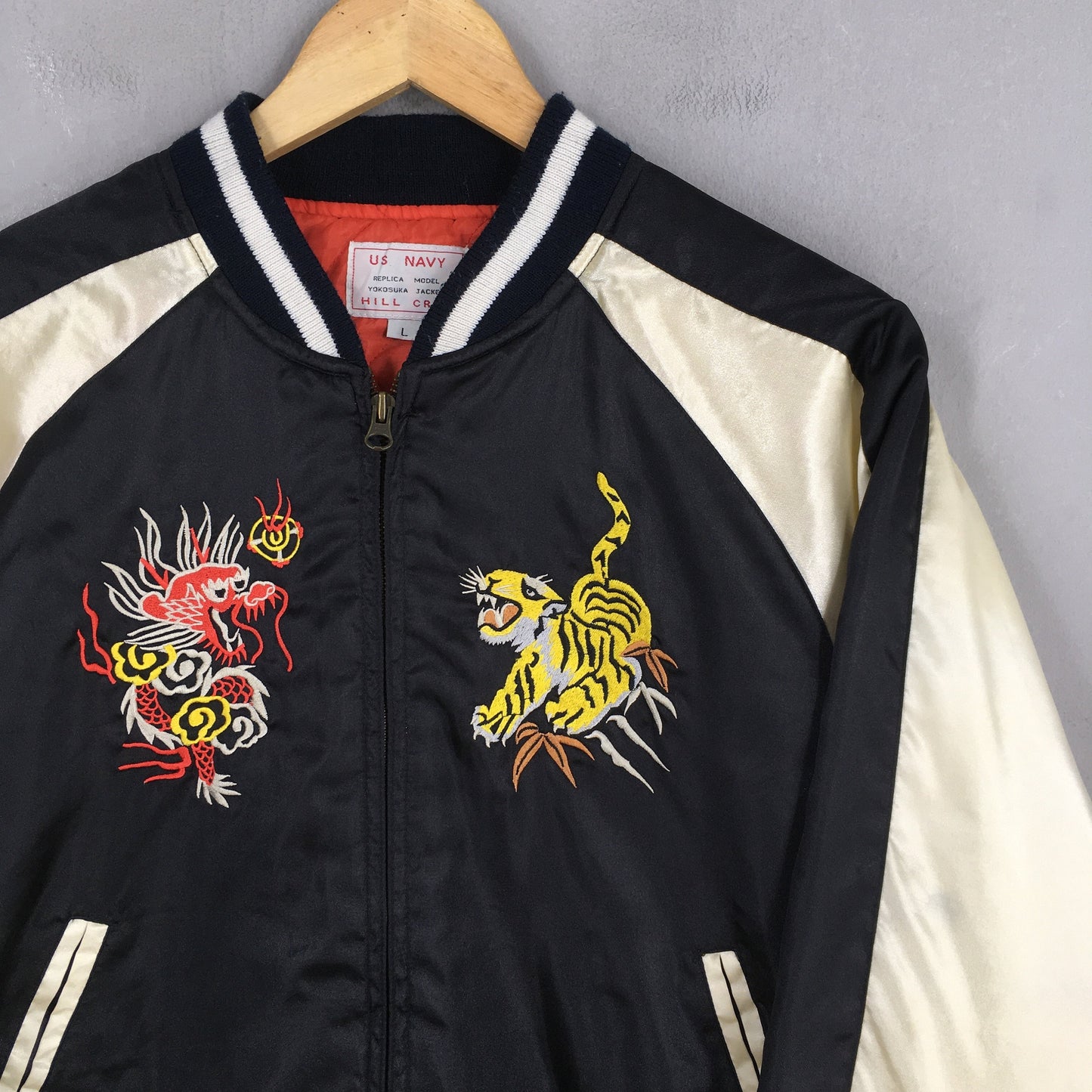 Sukajan Dragon Tiger Okinawa Souvenir Jacket Large