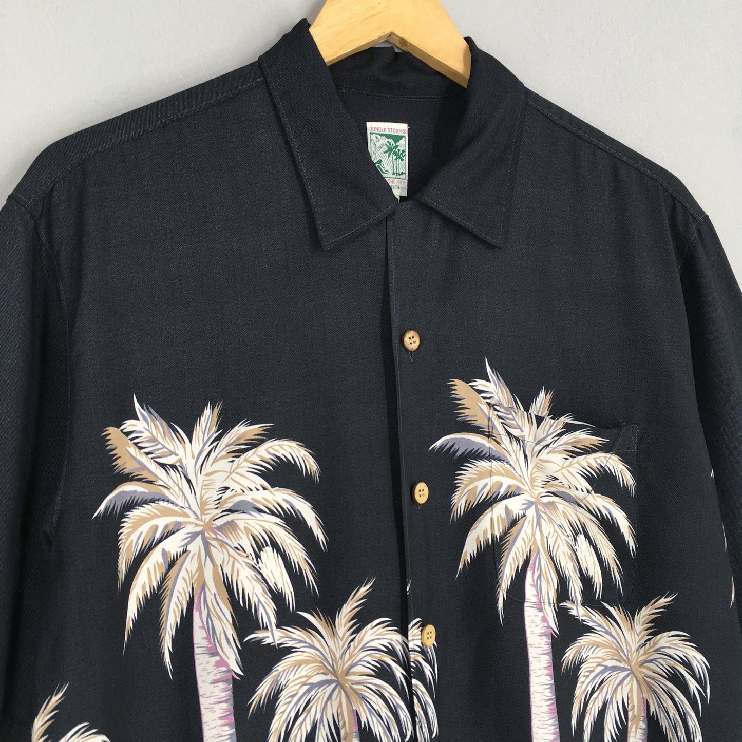 Hawaiian Coconut Tree Beach View Shirt Poleyster Large