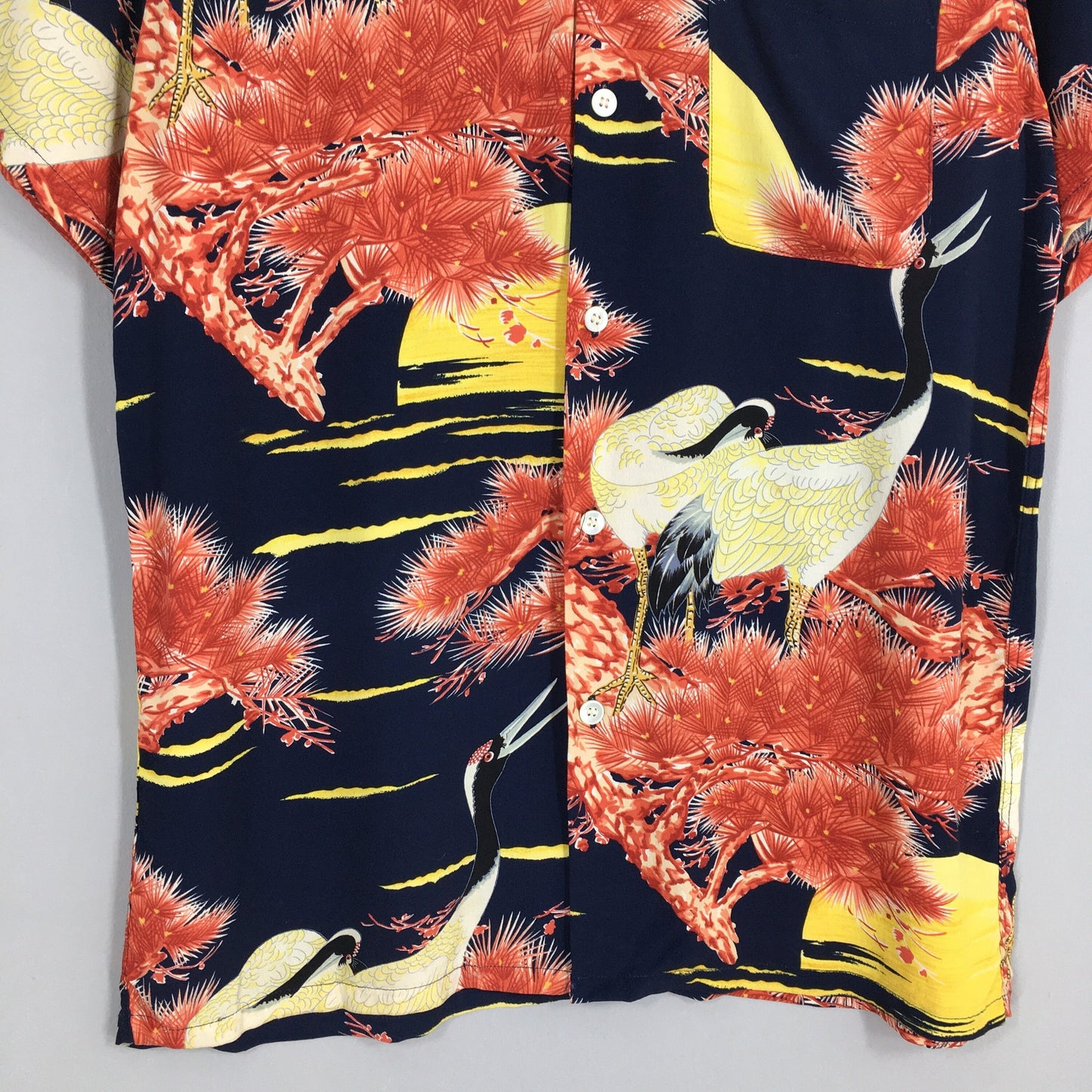 Hawaiian Japanese Sun Surf Toyo Phoenix Bird Rayon Shirt Medium