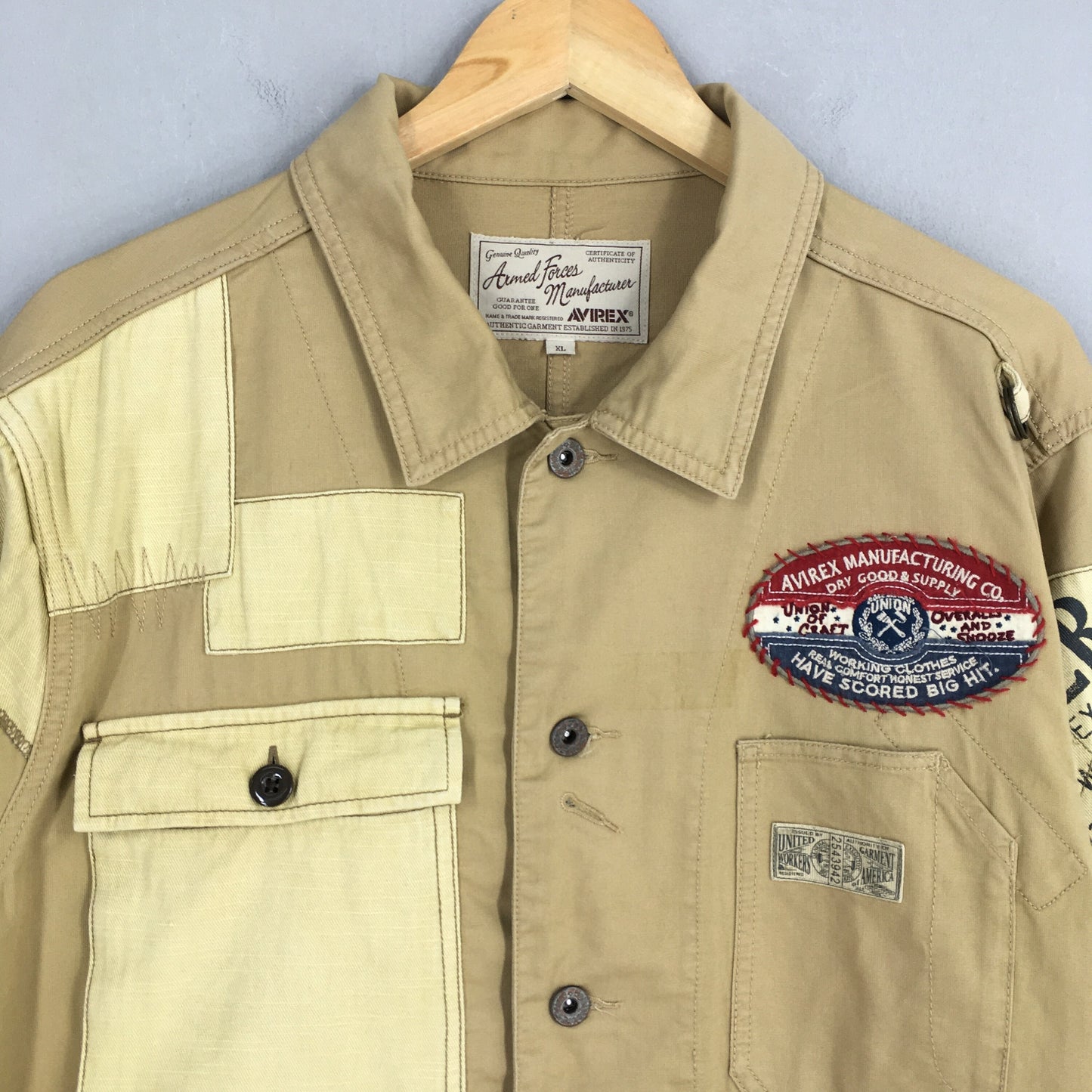 Avirex Usa Beige Tactical Utility Jacket XLarge