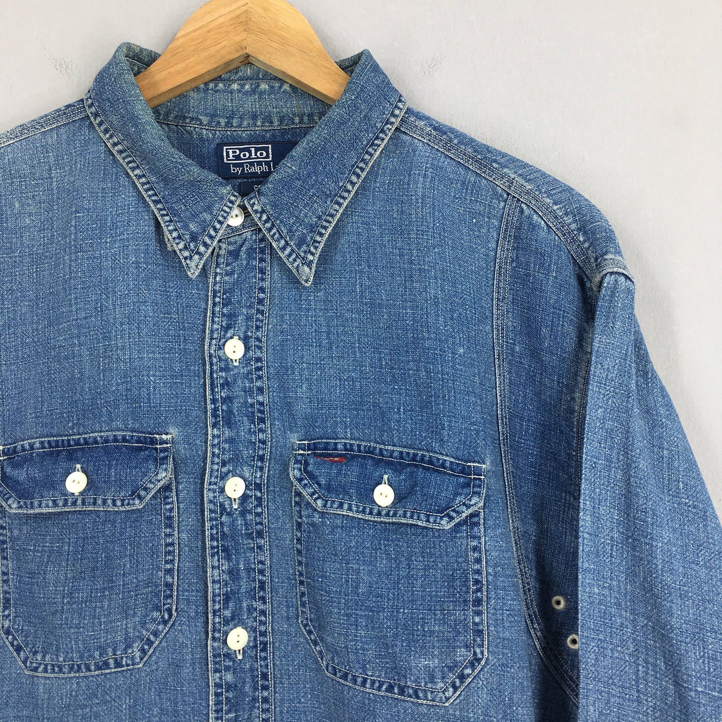 Polo Ralph Lauren Jeans Blue Linen Shirt XLarge