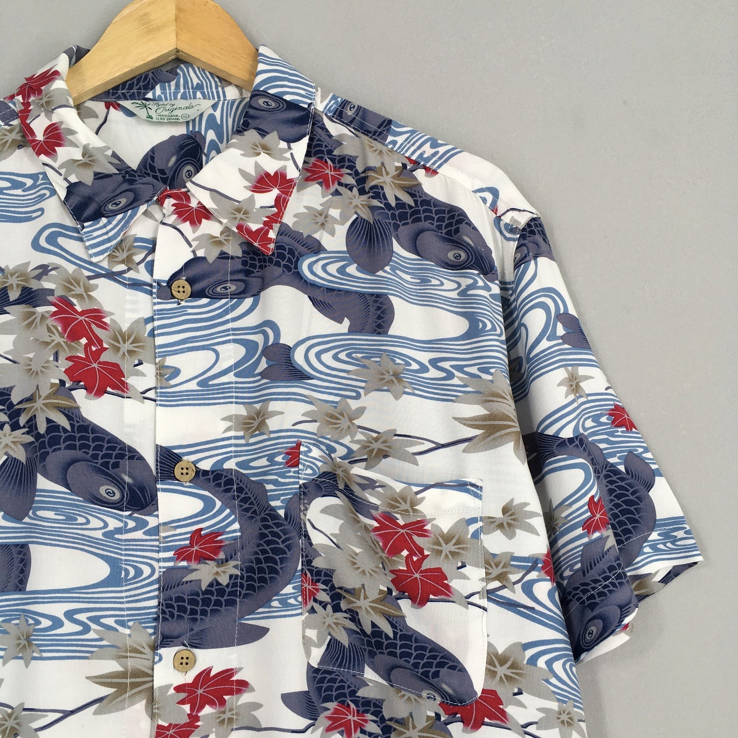 Hawaiian Japanese Gold Fish Rayon Shirt XLarge