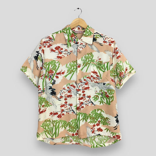 Hawaiian Honolulu Phoenix Bird Rayon Shirt Large