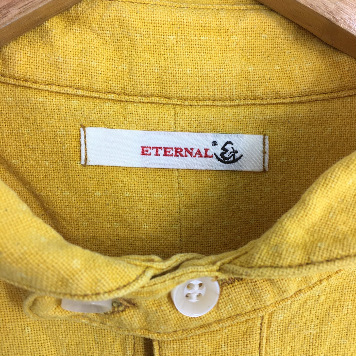 Eternal Plain Flannel Yellow Shawl Collar Shirt Large