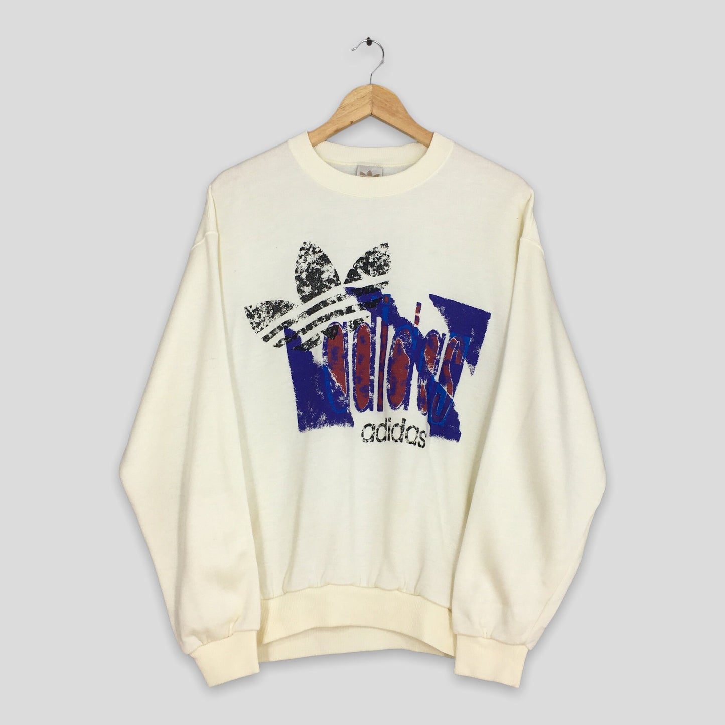 Adidas Trefoil White Sweatshirt Large