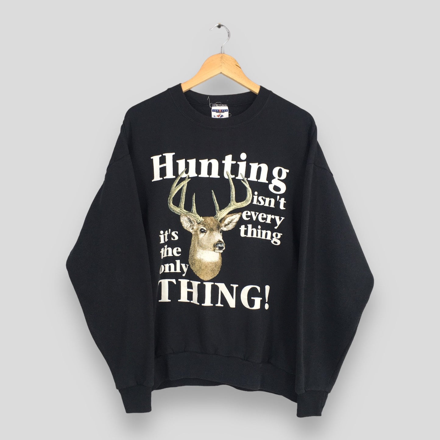 Deer Animal White-Tailed Black Sweatshirt XLarge