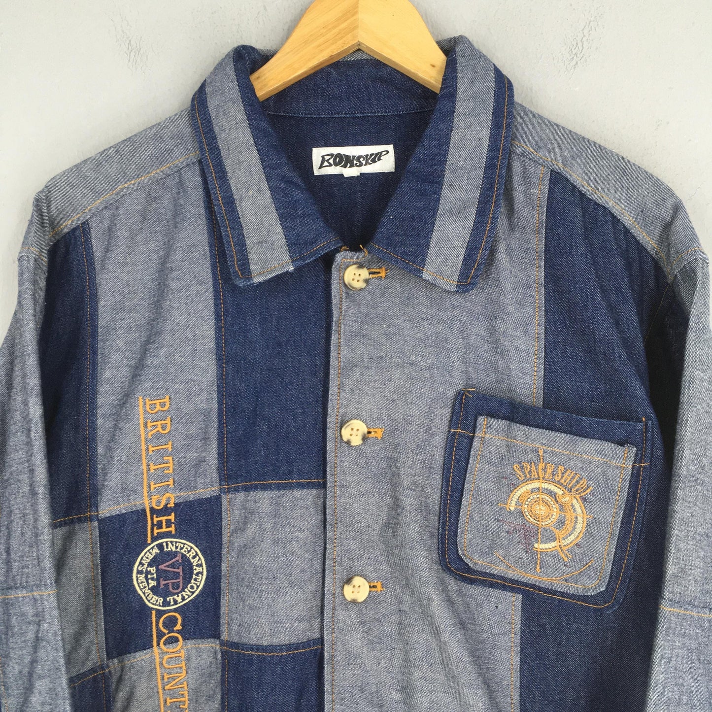 Bonskip Patchwork Denim Jeans Jacket Labor Medium