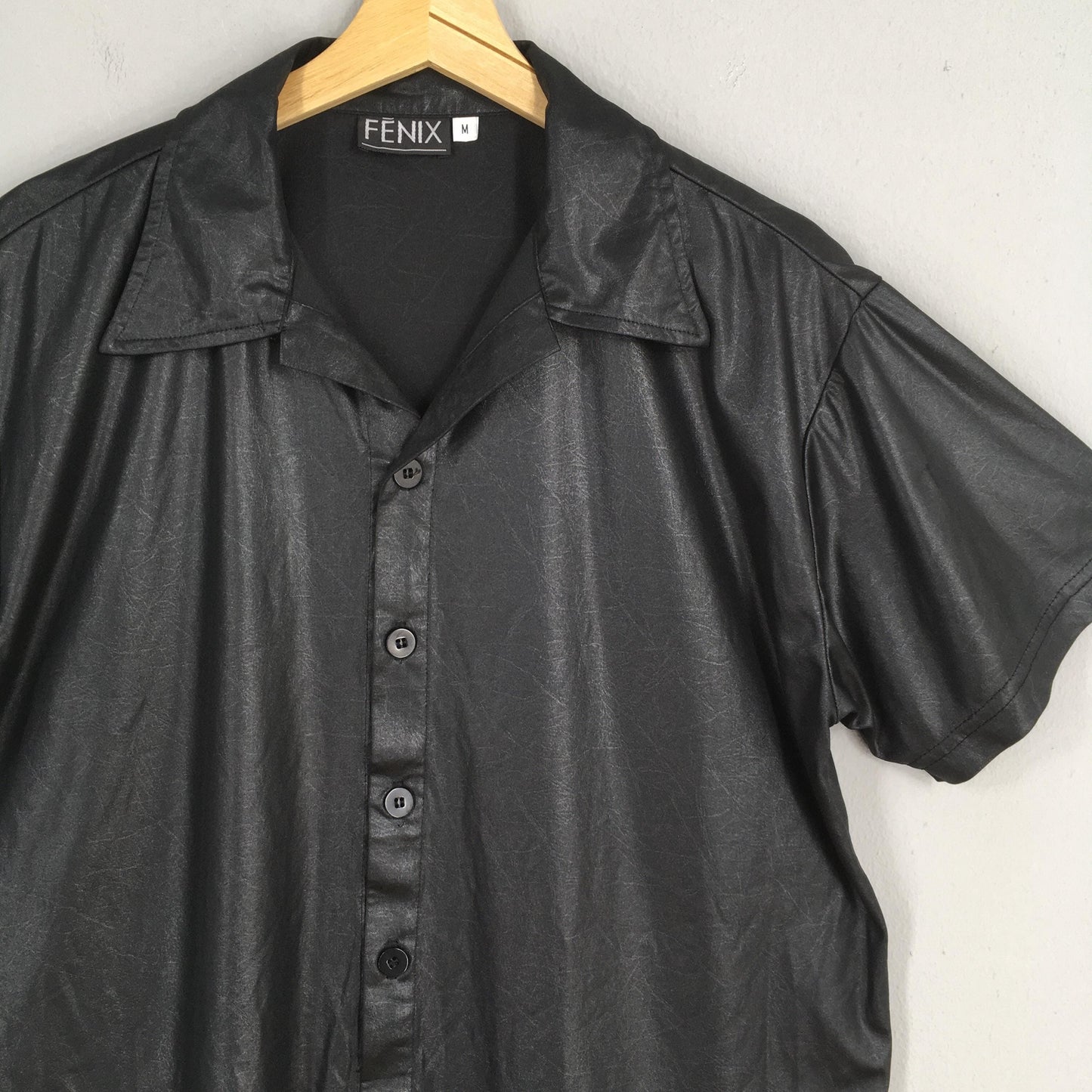 Fenix Black Plain Polyester Shirt Medium