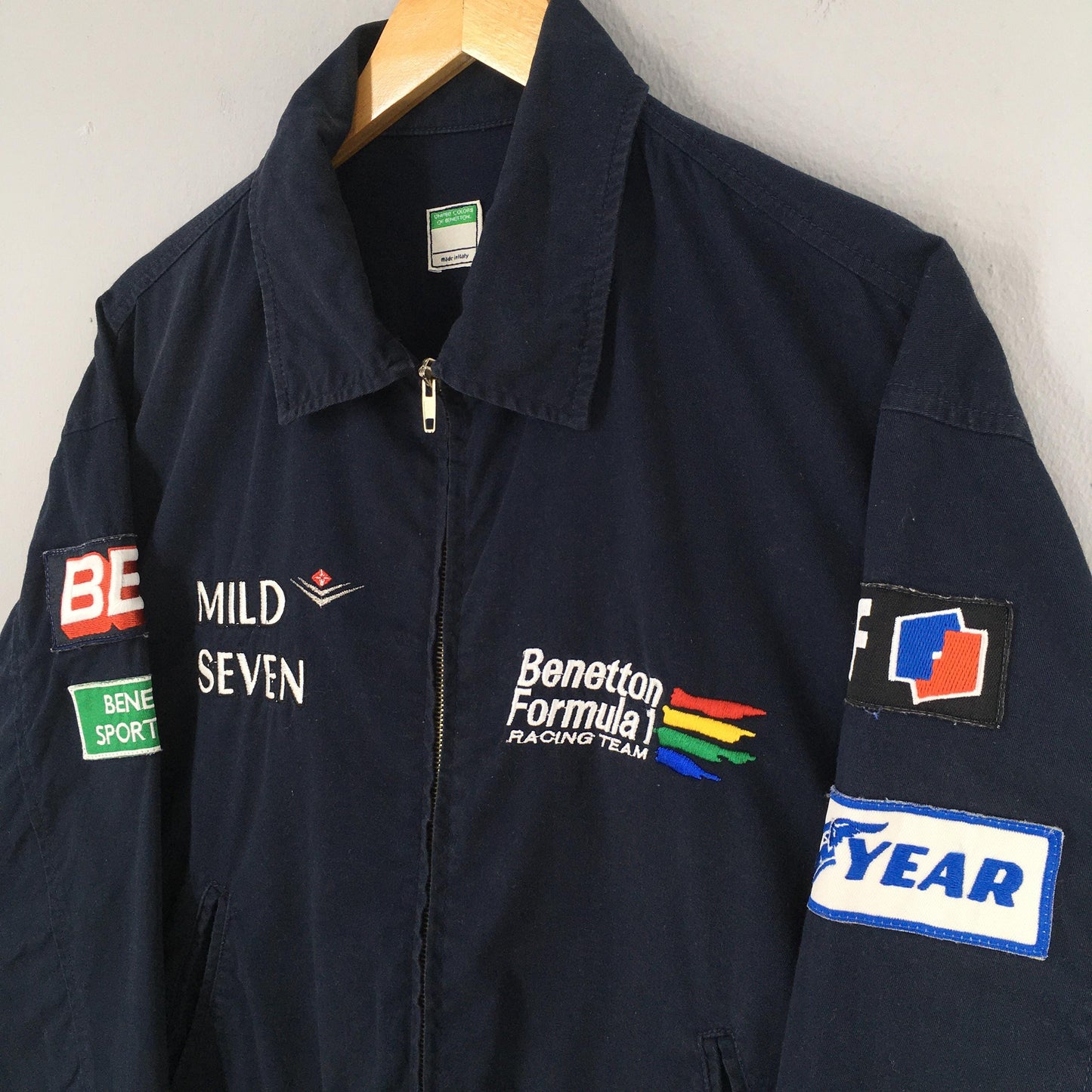 Benetton Formula 1 Embroidery Blue Harrington Jacket Medium