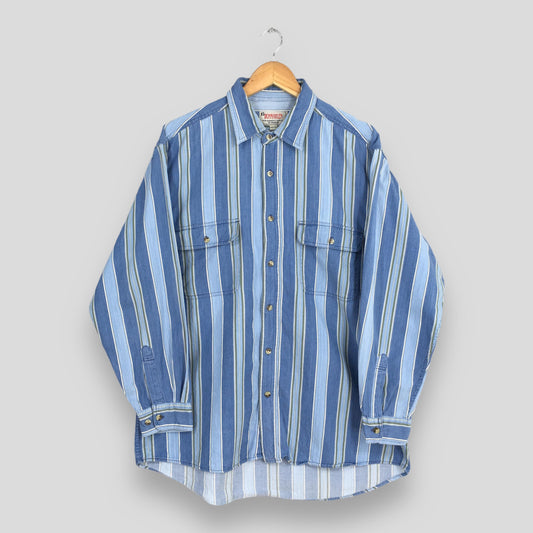 Stripes Flannel Denim Shirt 2XLarge