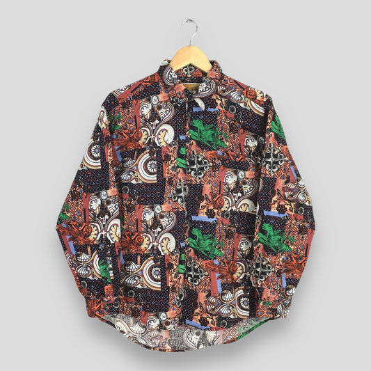 Abstract Funky Multicolor Pattern Shirt Medium