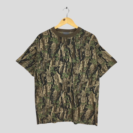 Real Tree Mossy Oak Green T shirt Large