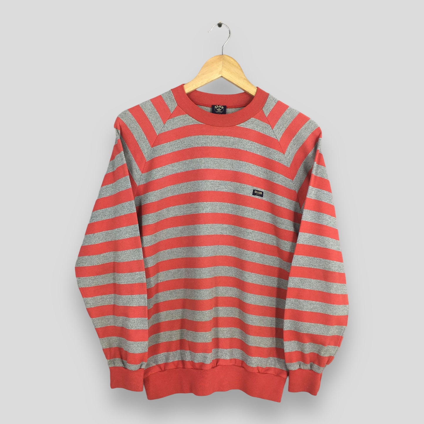 Adidas Striped Red Gray Sweatshirt Small