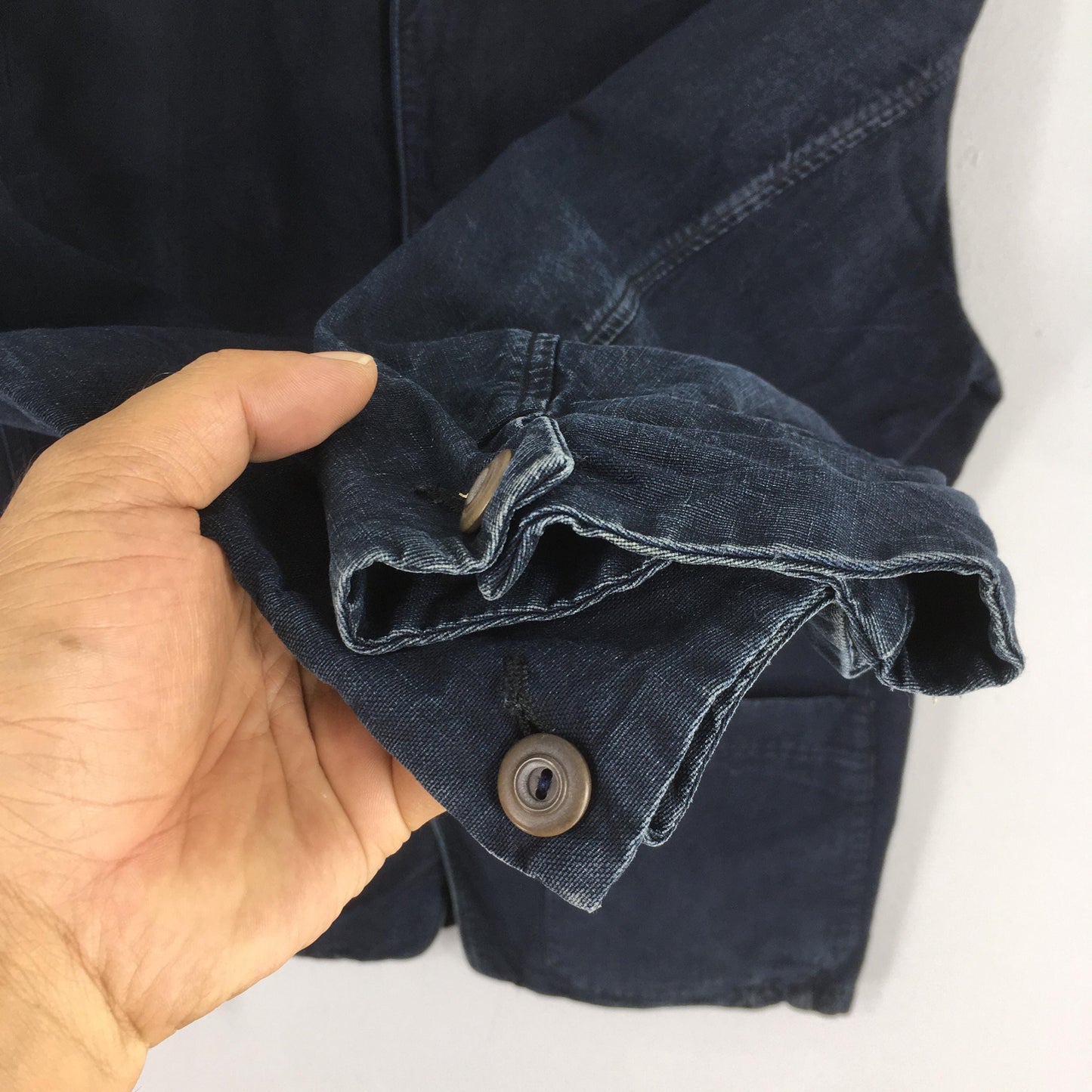 45 RPM Denim Indigo Blue Worker Twill Cotton Jacket Large