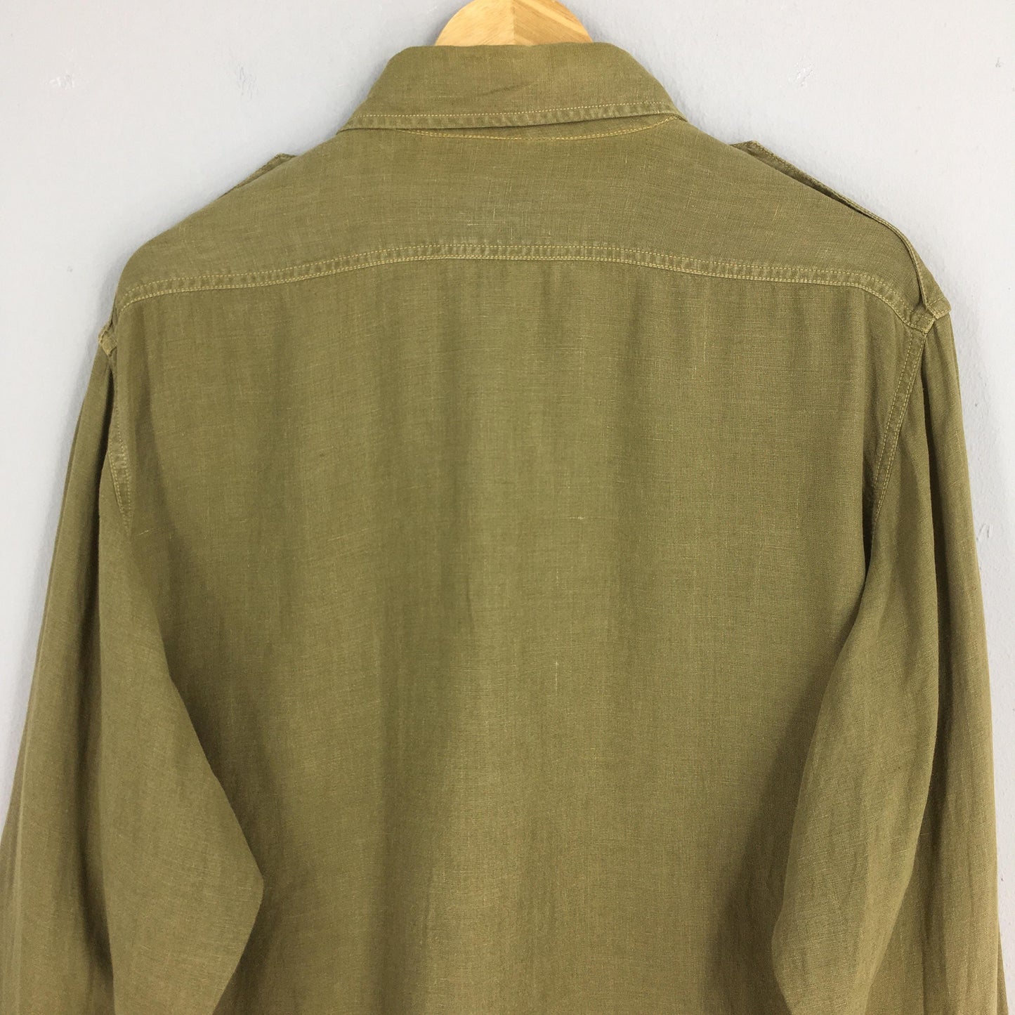 Polo Ralph Lauren M65 Olive Green Linen Shirt Large