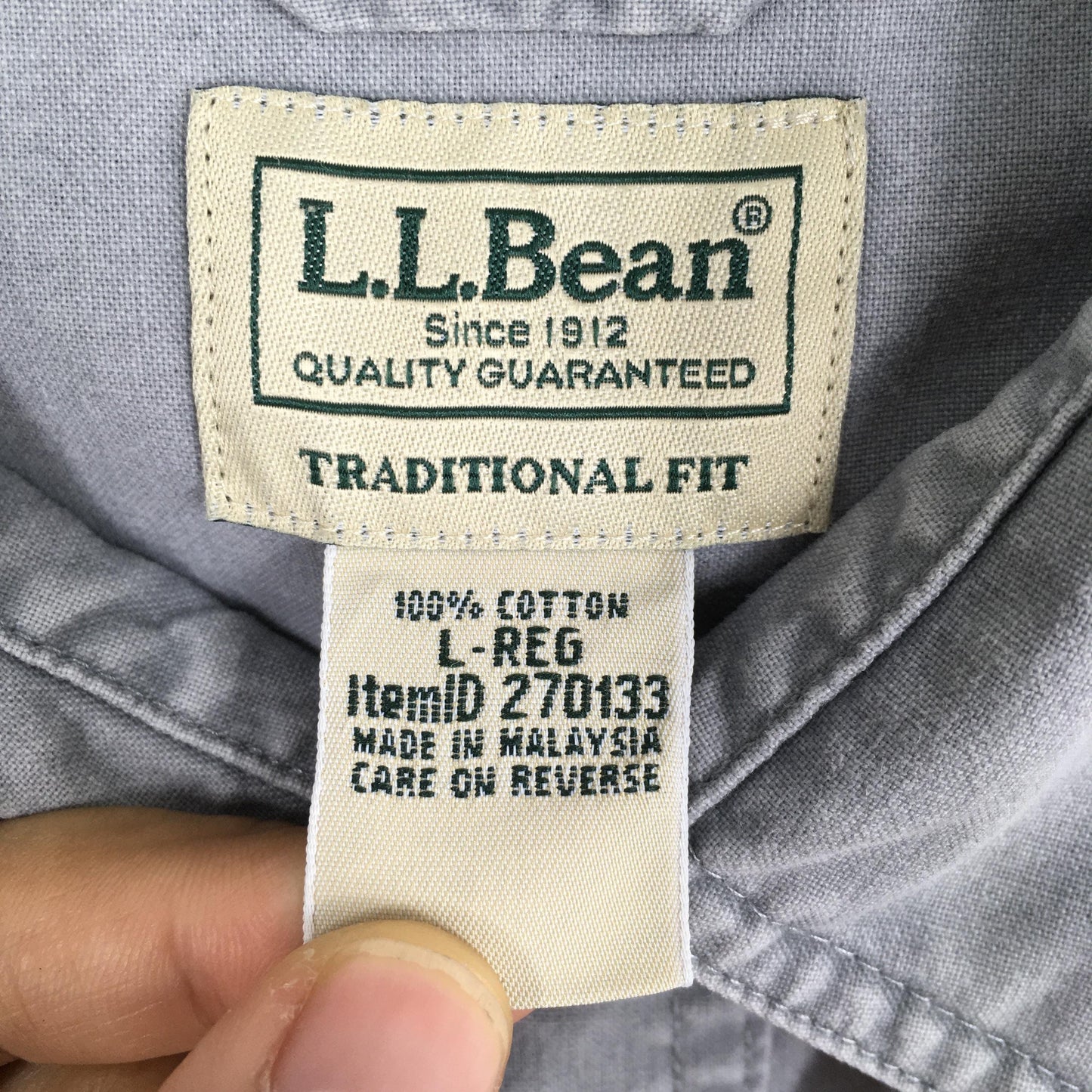 LL Bean Plain Gray Flannel Shirt Large