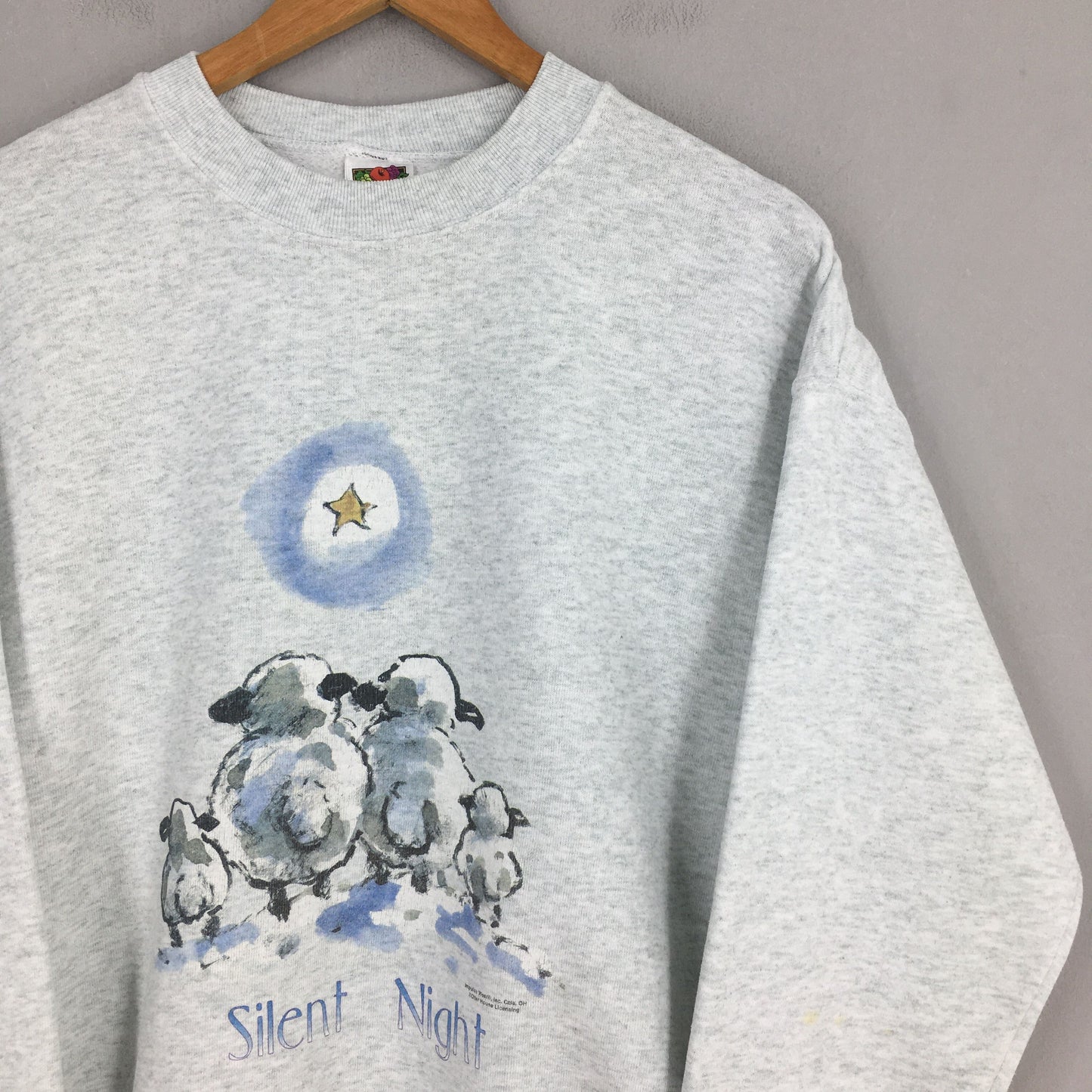 Silent Night Sheep Gray Sweatshirts Large