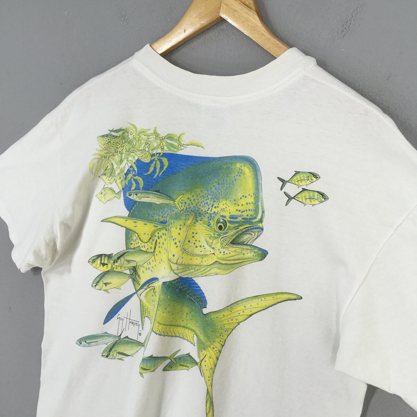 90s Guy Harvey Fishing White Tshirt Large