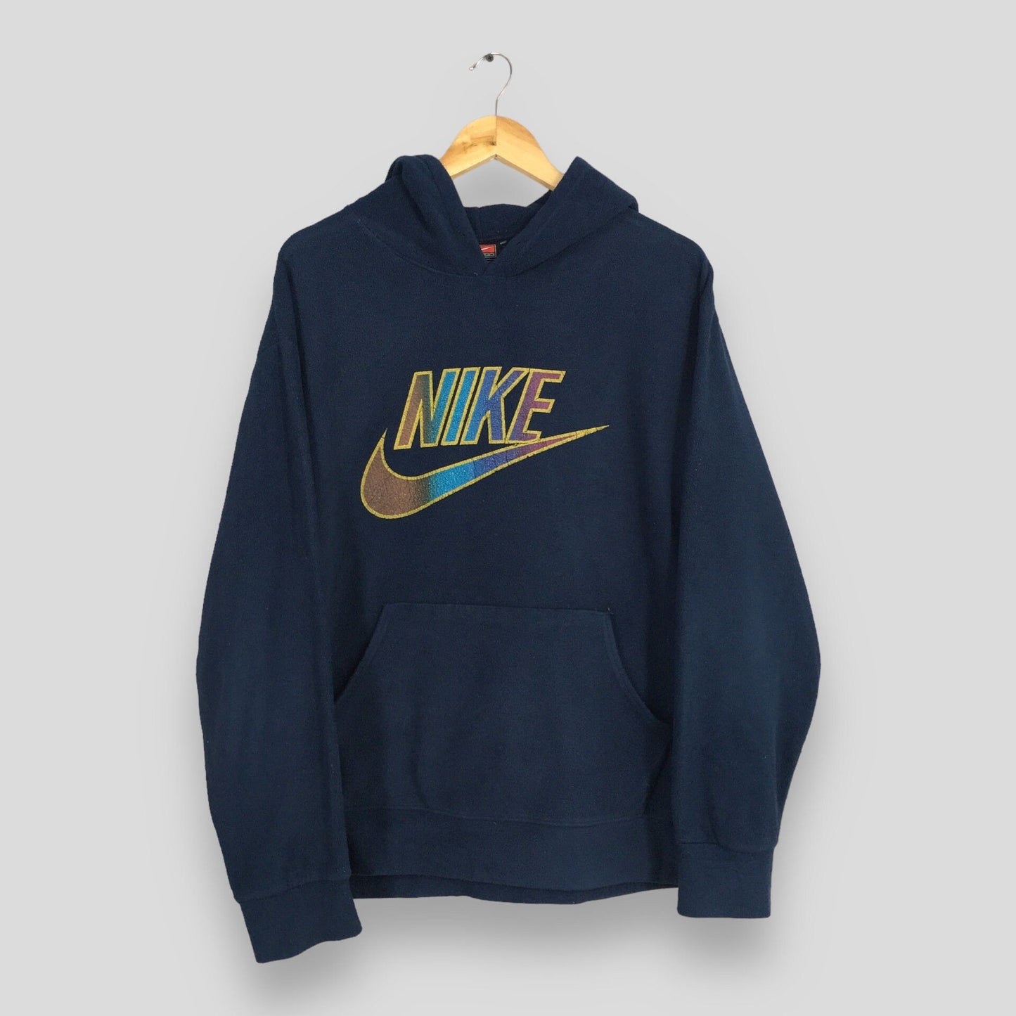 Nike Swoosh Blue Hoodie Sweatshirts Large