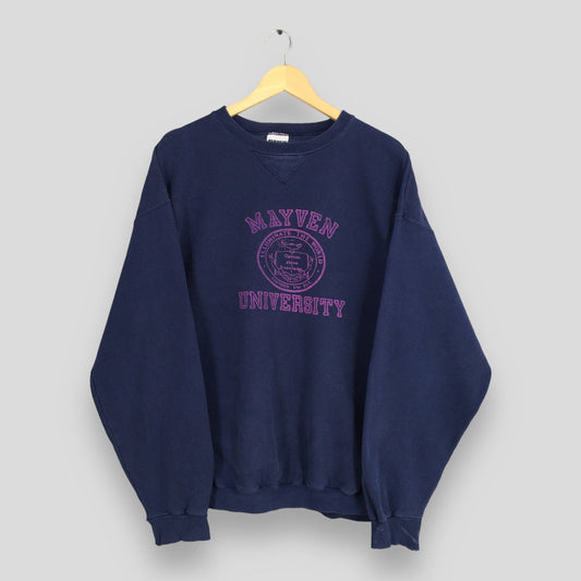 Mayven University Sweatshirt Blue Crewneck Large