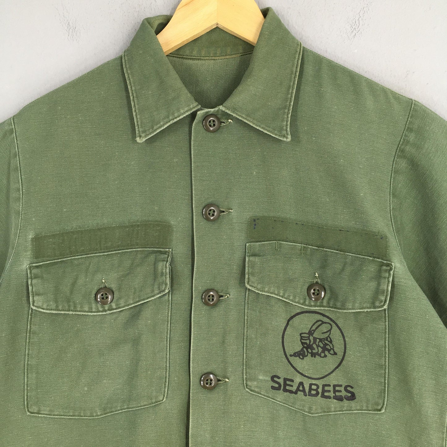 70s OG Us Olive Green Fatigue Shirt Medium