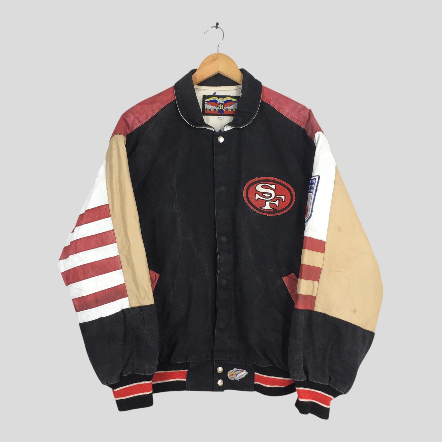 San Francisco 49ERS Jeff Hamilton Bomber Leather Jacket XLarge