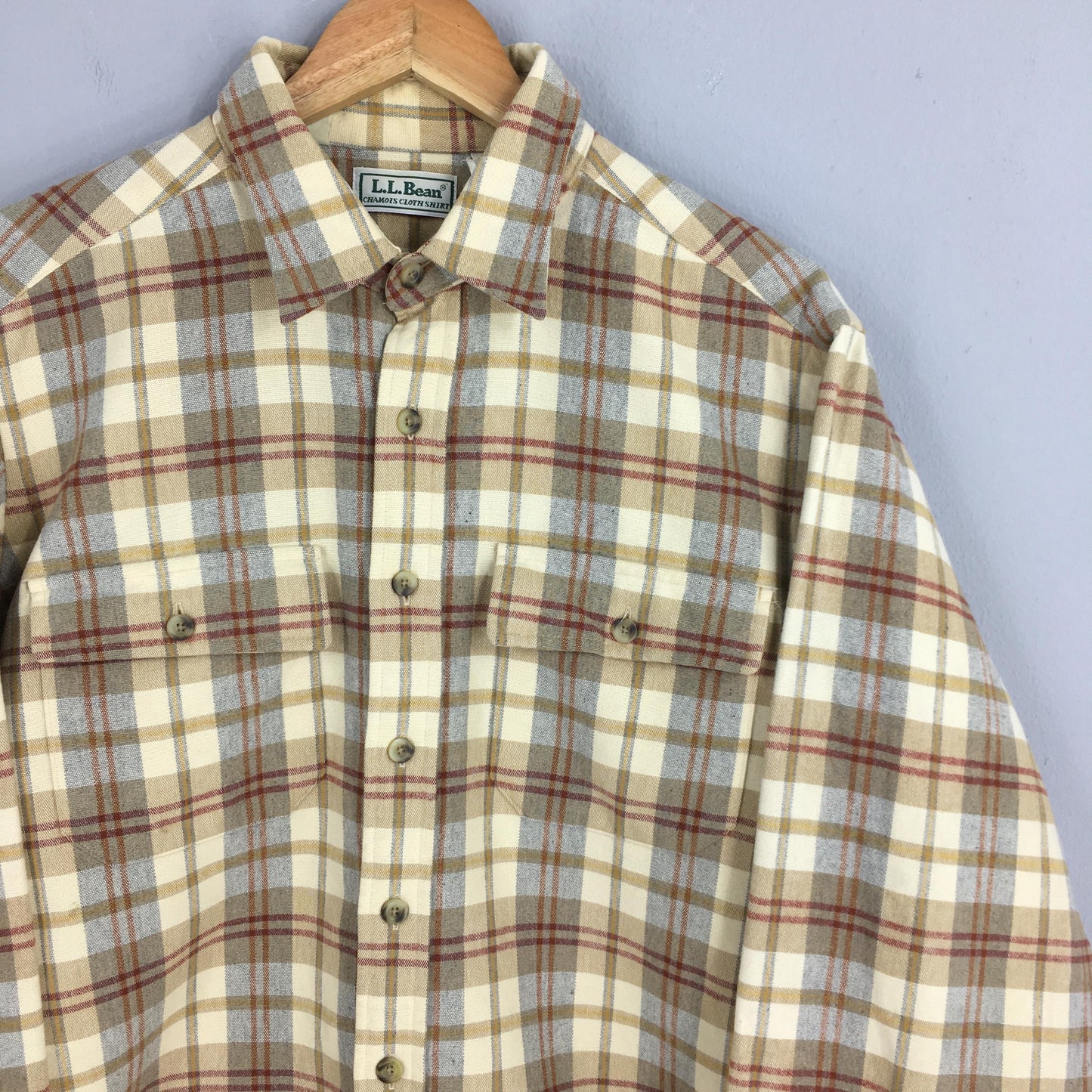 LL Bean Flannel Checkered Shirt Men Large