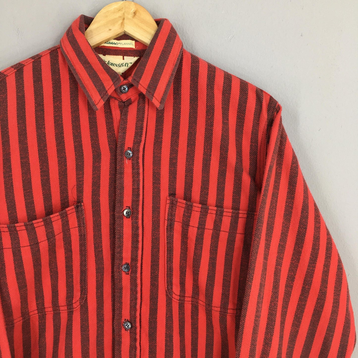 St Johns Bay Vertical Stripes Flannel Thick Shirt Medium