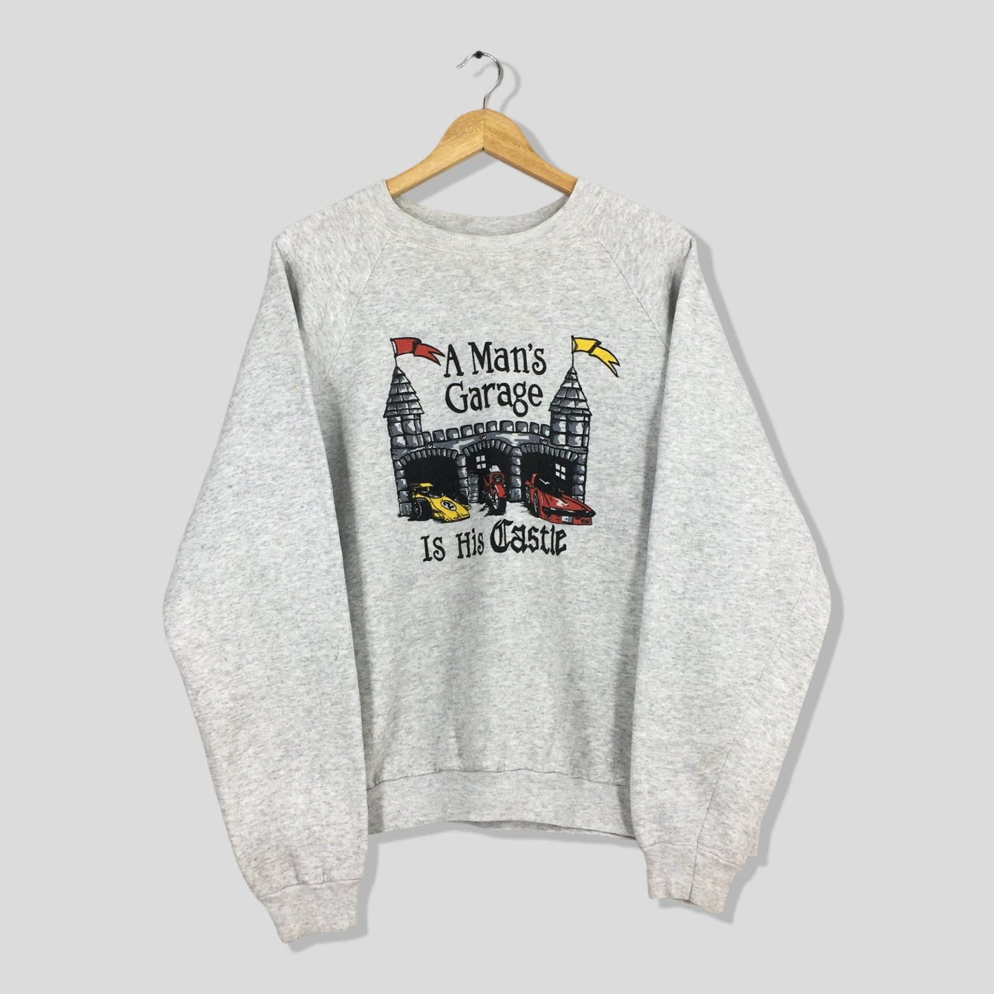 Motor Sports Man Garage Vehicles Gray Sweatshirt XL