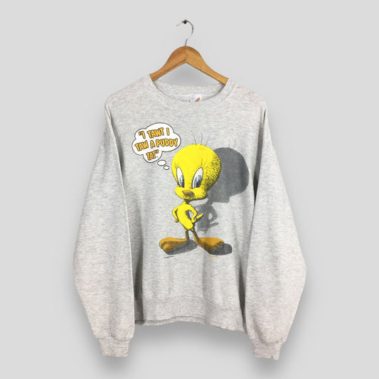 Tweety Yellow Bird Looney Tunes Women Sweatshirt Large