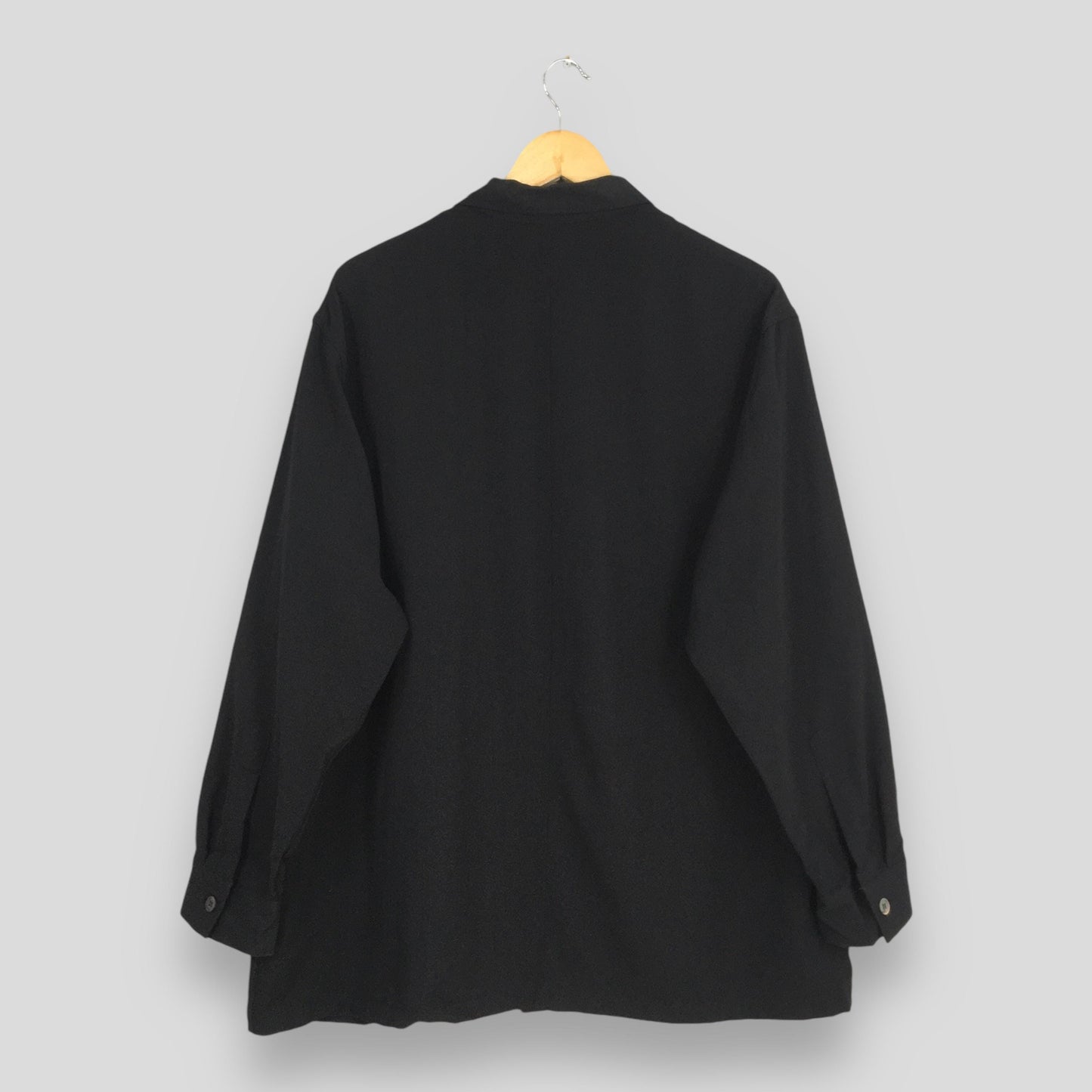 Ys For Men Yohji Yamamoto Black Wool Shirt XLarge